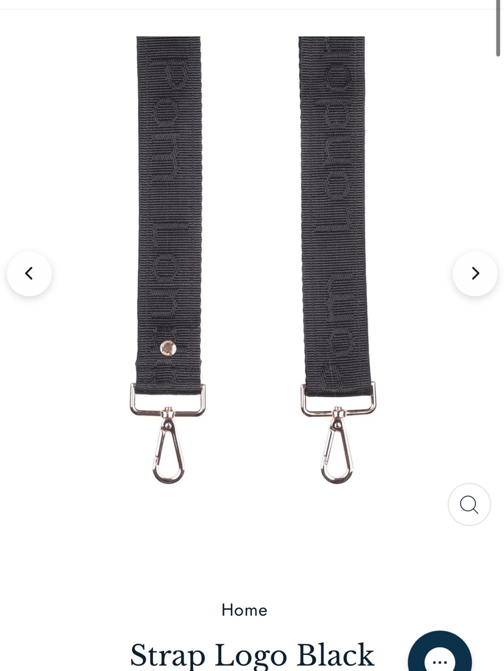 ISO Black Logo Webbing Crossbody Strap with Silver Hardware